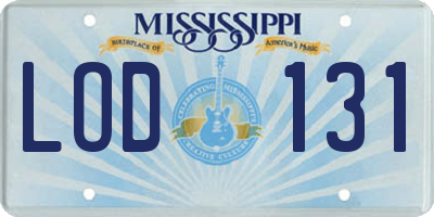 MS license plate LOD131