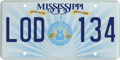 MS license plate LOD134