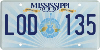 MS license plate LOD135
