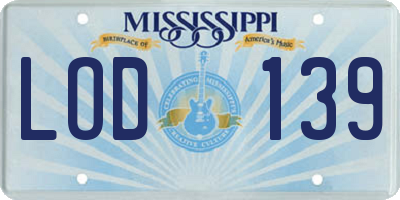 MS license plate LOD139