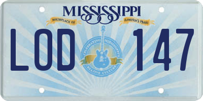 MS license plate LOD147