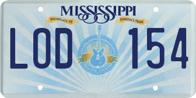 MS license plate LOD154