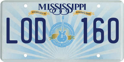 MS license plate LOD160
