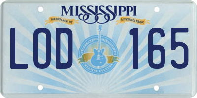 MS license plate LOD165