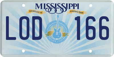 MS license plate LOD166