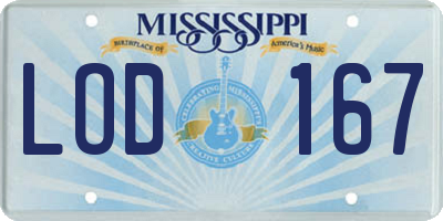 MS license plate LOD167