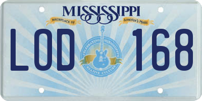MS license plate LOD168