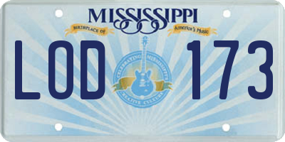MS license plate LOD173