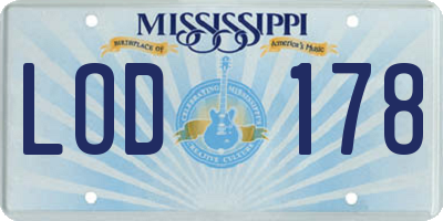 MS license plate LOD178