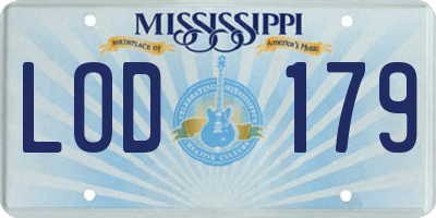 MS license plate LOD179