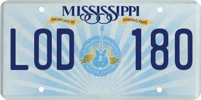 MS license plate LOD180