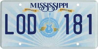 MS license plate LOD181