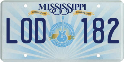 MS license plate LOD182