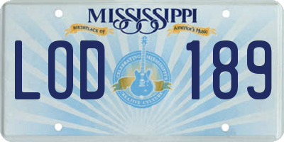 MS license plate LOD189