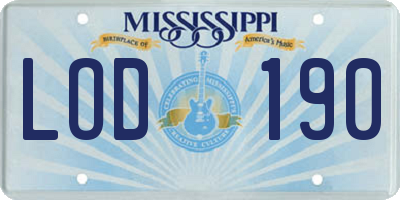 MS license plate LOD190