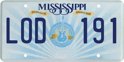 MS license plate LOD191