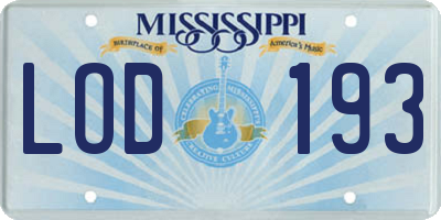 MS license plate LOD193