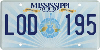 MS license plate LOD195