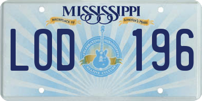MS license plate LOD196