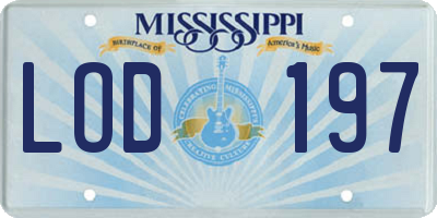 MS license plate LOD197