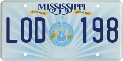 MS license plate LOD198