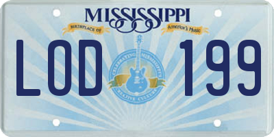 MS license plate LOD199