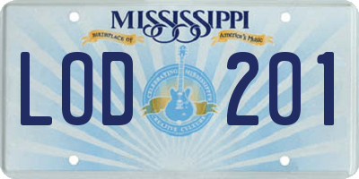 MS license plate LOD201