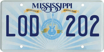 MS license plate LOD202