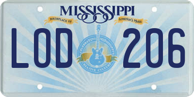 MS license plate LOD206