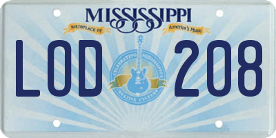 MS license plate LOD208