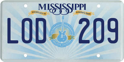 MS license plate LOD209