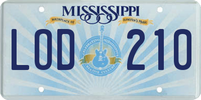 MS license plate LOD210