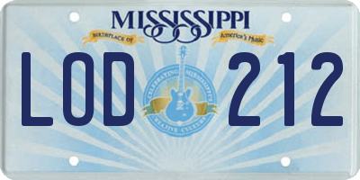MS license plate LOD212