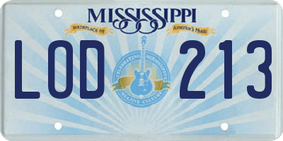 MS license plate LOD213