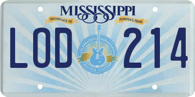 MS license plate LOD214