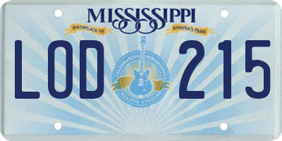 MS license plate LOD215