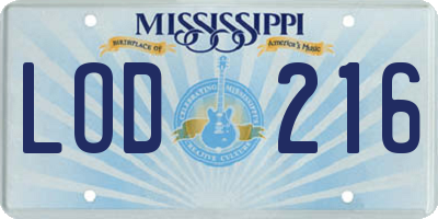 MS license plate LOD216