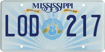 MS license plate LOD217