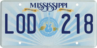 MS license plate LOD218