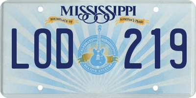 MS license plate LOD219