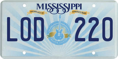 MS license plate LOD220