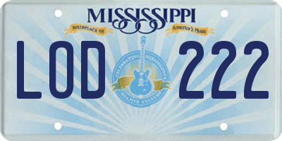 MS license plate LOD222