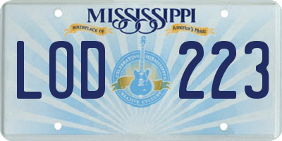 MS license plate LOD223