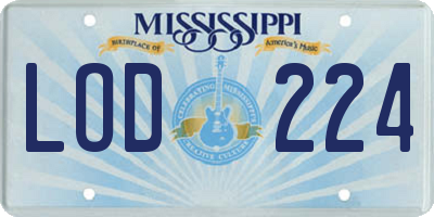 MS license plate LOD224