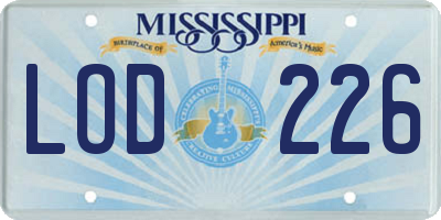 MS license plate LOD226