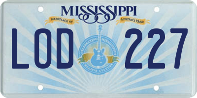 MS license plate LOD227