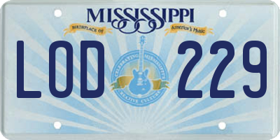 MS license plate LOD229