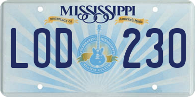 MS license plate LOD230