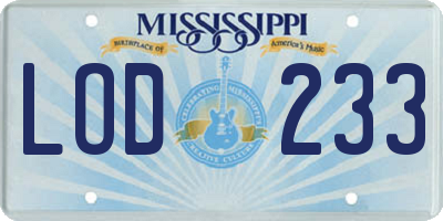 MS license plate LOD233