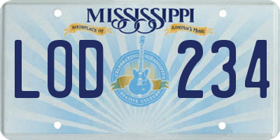 MS license plate LOD234